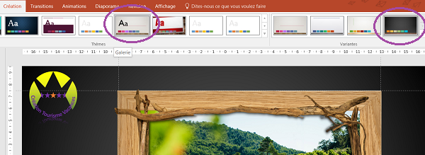 Mise en page présentation Powerpoint, thème et variante