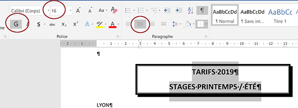 Mise en forme des paragraphes du traitement de texte Word dans leur bordure