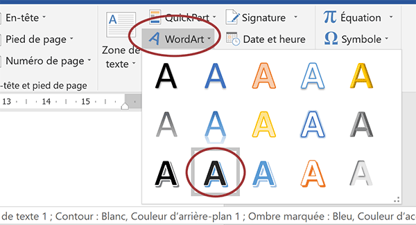 Réaliser des effets de style dans la présentation avec les objets WordArt de Word