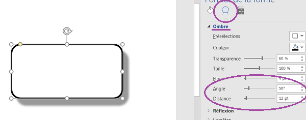 Personnaliser ombre et effet lumière sur objet ou image Word
