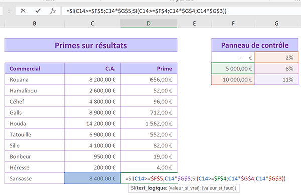 Calculs de primes selon de multiples conditions grâce à la fonction Excel SI