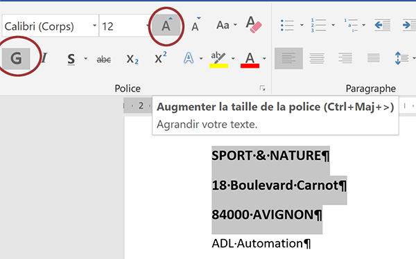 Formater les paragraphes Word avec les raccourcis clavier