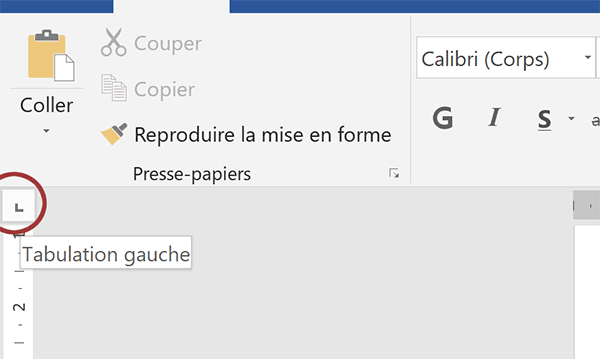 Définir les alignements dans les colonnes par les taquets de tabulation de Word