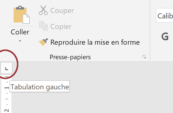 Régler le taquet Word pour définir les alignements dans les colonnes virtuelles du document