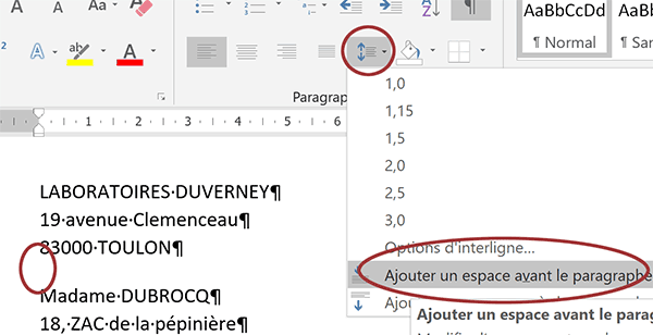 Regrouper et espacer les paragraphes pour aérer la présentation commerciale Word