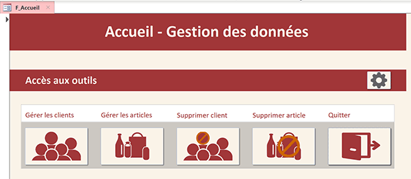 Formulaire Access avec droits restreints et boutons de navigation