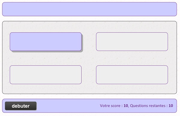 Structure de départ de la page Web pour évaluations des candidats par QCM Javascript