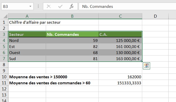 Sélectionner tout le tableau excel avec raccourci clavier