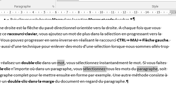 Sélectionner plusieurs mots ensemble avec touche clavier