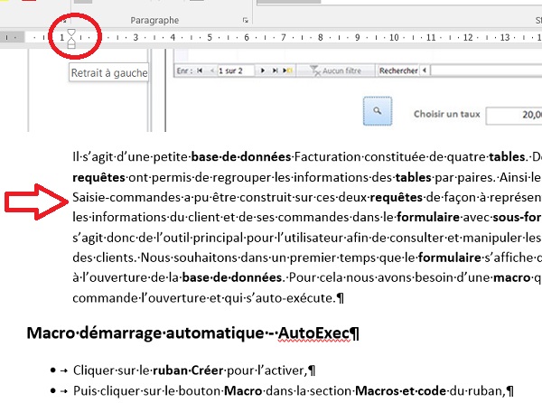 Retrait de paragraphe avecc raccourci clavier