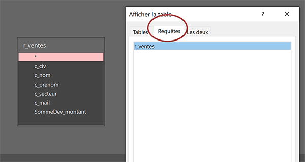 Créer une requête Access à partir d-une autre requête