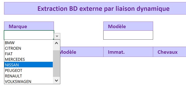 Liste déroulante Excel construite sur plage de données dynamiques grâce à un nom