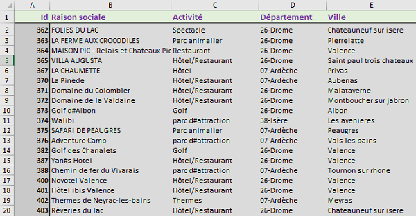 Base de données Excel pour rechercher et extraire avec fonctions de calcul