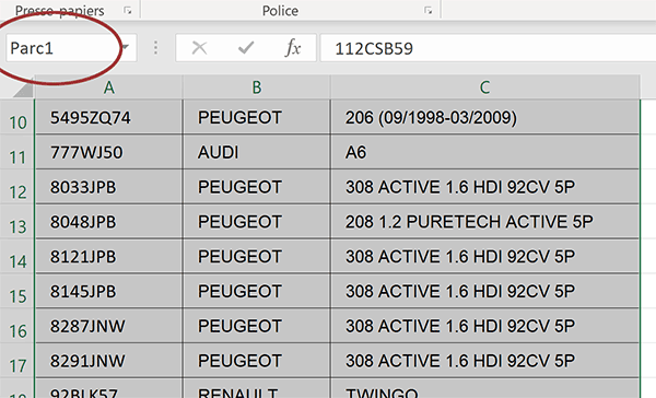 Sélection intégrale base de données Excel pour identification par un nom