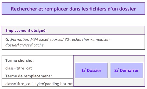 Application Visual Basic Excel pour remplacer dans tous les fichiers situés dans un dossier