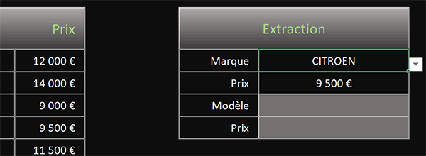 Listes déroulantes Excel pour critères à recouper et extractions approximatives