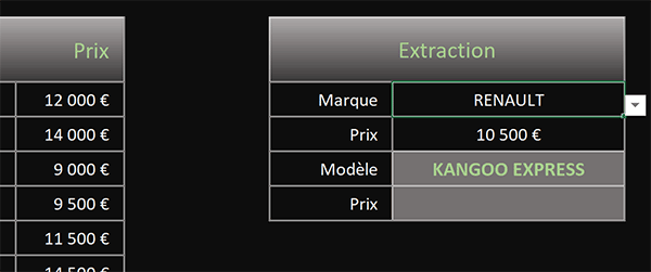 Extraction Excel approchante sur critères recoupés avec formule matricielle
