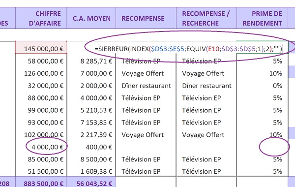 Recherches de valeurs approchantes grâce à la fonction Excel Equiv