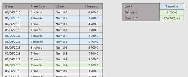 Rechercher à partir du bas du tableau avec la fonction Excel RechercheX