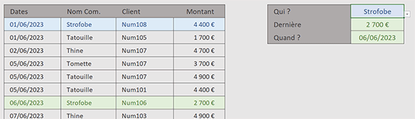 Extraire les dernières informations avec la fonction Excel RechercheX