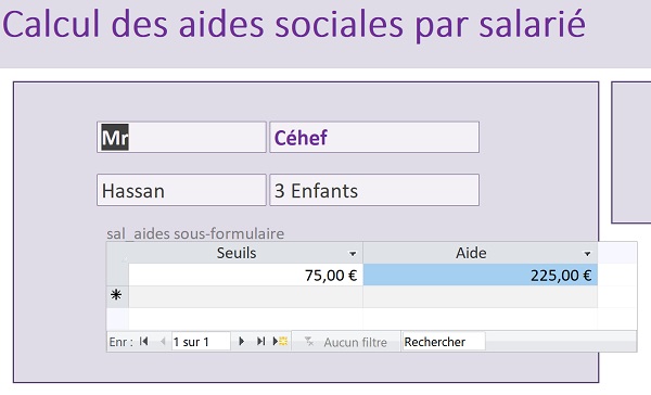 Enregistrements liés par sous formulaire construit sur requête Access dynamique avec champ calculé