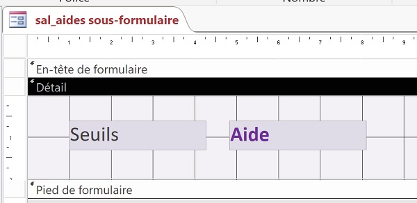 Paramétrer affichage des contrôles du sous formulaire Access avec la feuille de propriétés