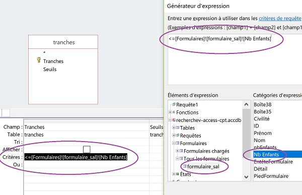 Générateur expression Access pour correspondance dynamique entre formulaire et requête