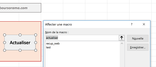 Créer procédure de code VBA associée à un bouton de feuille Excel pour déclencher traitements