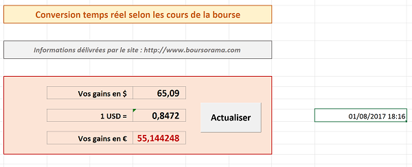 Extraire dynamiquement les données internet par code VBA pour mises à jour des calculs automatiquement