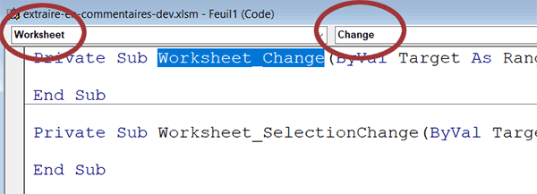 Déclencher un code VBA Excel au changement de valeur dans une cellule de la feuille