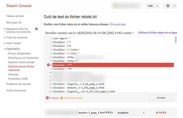 fichier robots search console, référencement Webmaster