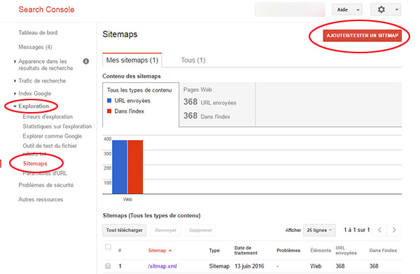 Fournir un sitemap à la search console Google