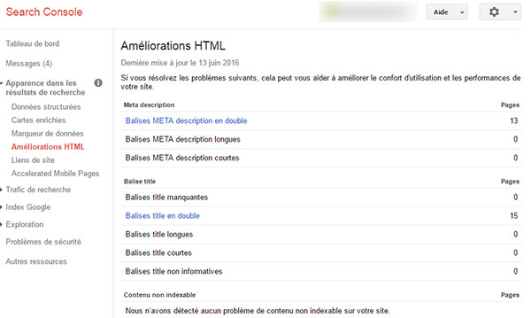 Améliorations HTML Google Search, balises meta