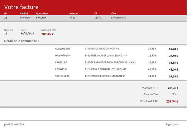 Facture client sur état Access commandé depuis formulaire par action de macro et clause Where