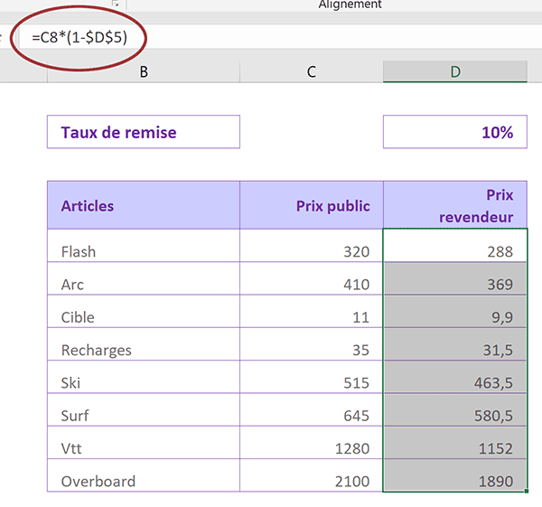 Répliquer un calcul Excel figé sur plusieurs cellules à la fois grâce à un raccourci clavier