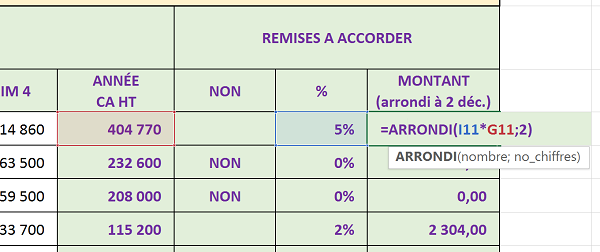 Arrondir le résultat du calcul de remise avec Excel