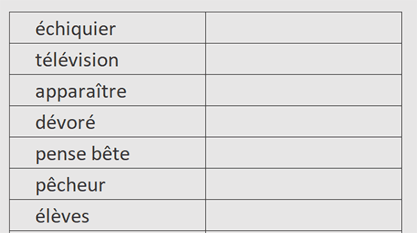 Tableau Excel des mots avec accents à remplacer