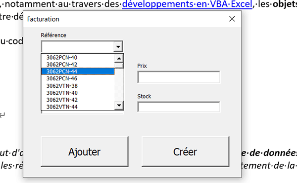 Remplir la liste déroulante du formulaire Word avec les références de la table Access par le code VBA