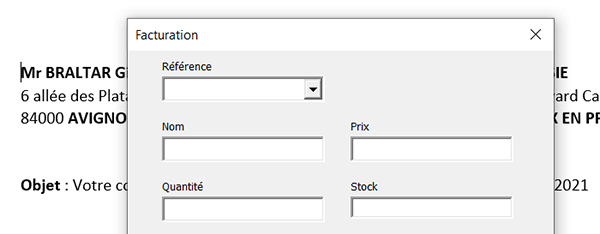 Formulaire VBA Word de facturation