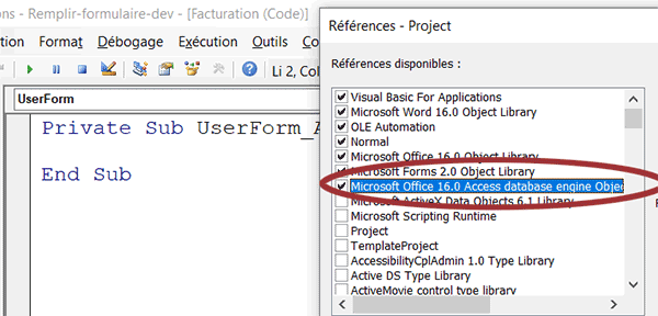 Ajouter la référence à Access dans un projet VBA Word