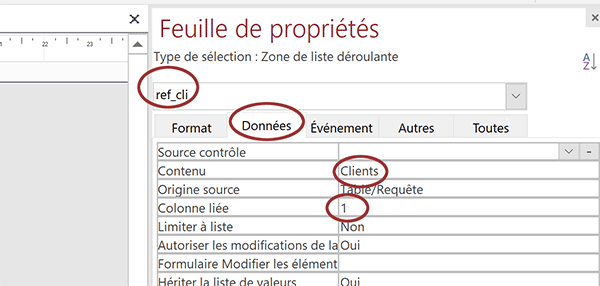 Remplir liste déroulante de formulaire Access par liaison naturelle avec la table source