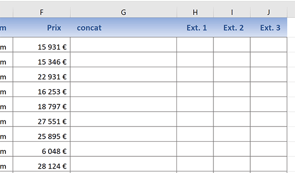 Colonnes de feuille Excel pour calculs de repérage des données concordant avec les critères en cascade