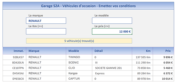 Outil Excel pour extraire tous les résultats recoupés dans un tableau