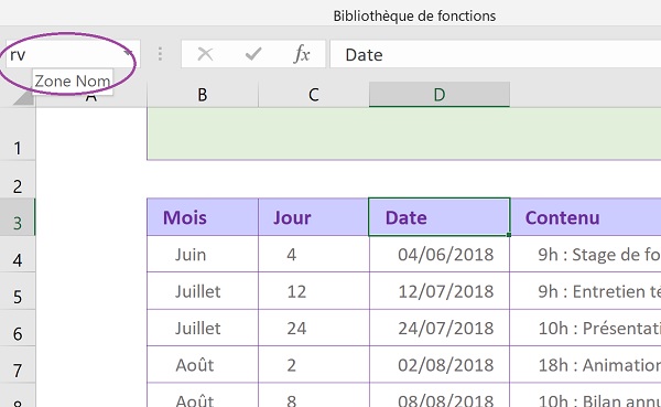 Nommer plage de cellules Excel pour la rendre dynamique et faciliter recherches évolutives