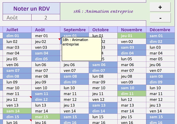 Ajouter automatiquement de nouveaux rendez-vous dans un calendrier Excel par le code VBA