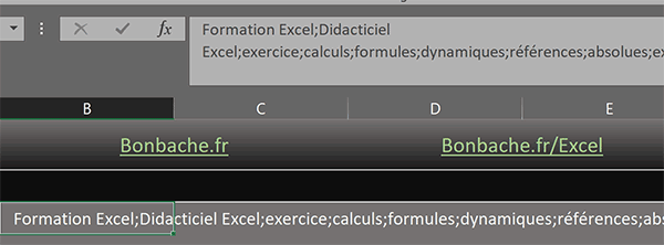 Mots clés énumérés dans une même cellule Excel et séparés par des points-virgules