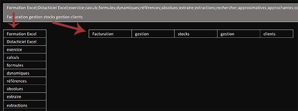 Fractioner les mots de cellules Excel en lignes et en colonnes