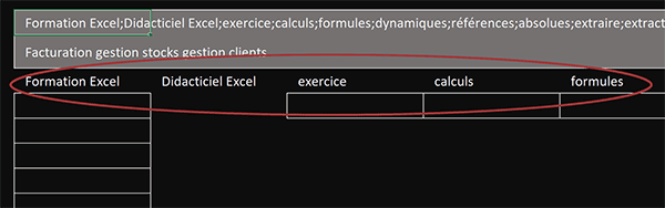 Découper une phrase dans plusieurs cellules Excel