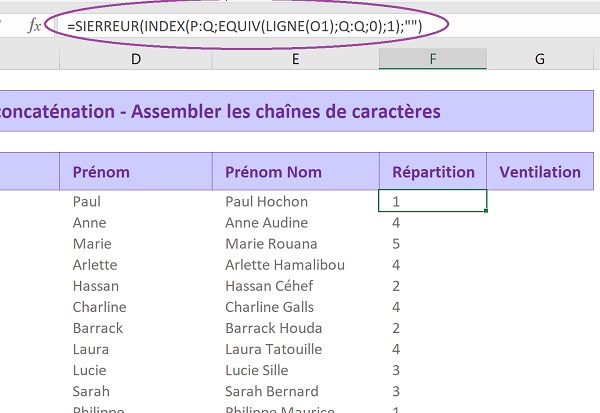 Extraction valeurs générées pour attribution aléatoire de numéros de poste aux salariés