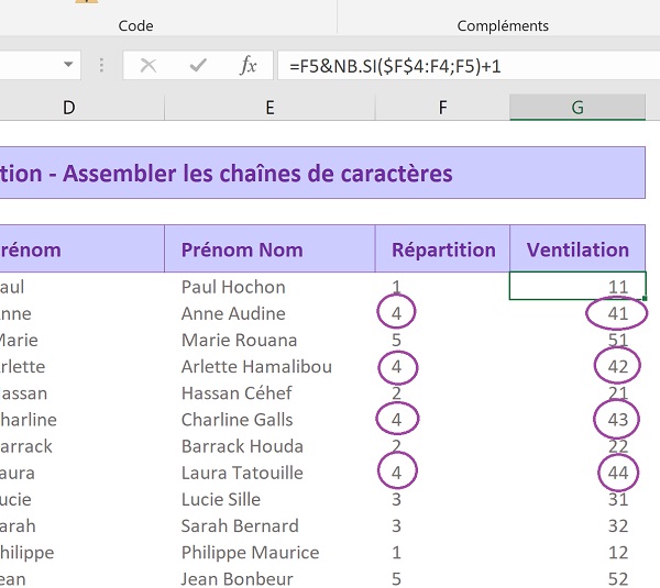 Incrémentation par décompte des résultats de calcul Excel pour les repérer indépendamment